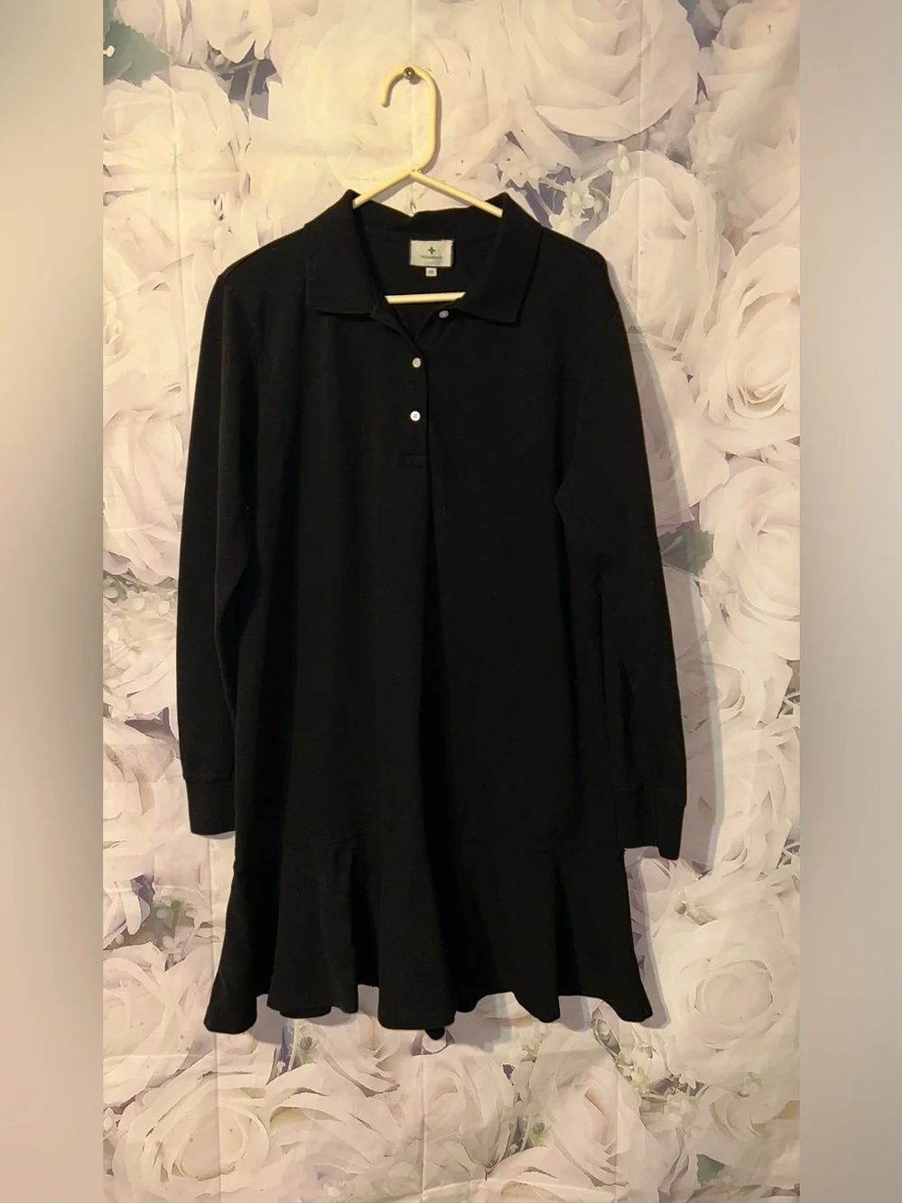 Tuckernuck Long Sleeve Pique May Polo Dress Womens XXL Black Cotton Preppy - Picture 2 of 5